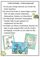 Vorschau - Unterrichtsreihen - Sommer Kunstunterricht, Unterwasserwelt Ausmalbilder, Bastelvorlagen Meerjungfrau, Fische, Pflanzen - Seite 1