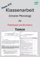Vorschau - Arbeitsblätter - Materialpaket (klein) zu: Ferdinand von Schirach "Terror" (Lesetagebuch-Lektüretest-Klassenarbeit) - Seite 1