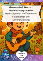 Vorschau - Fördermaterial/Inklusion - Gedichtinterpretation Klasse 7/8 Klassenarbeit: Herbstlied - Deckblatt