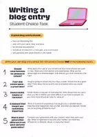 Vorschau - Arbeitsblätter - Writing a blog entry - student choice task - Deckblatt