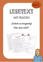 Vorschau - Arbeitsblätter - Lesetext und Fragen - Einfach nur langweilig? Nicht ganz! - Deckblatt