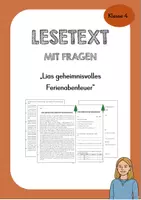Vorschau - Arbeitsblätter - Lesetext mit Fragen - Lias geheimnisvolles Ferienabenteuer - Deckblatt