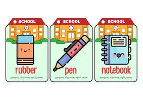 Vista previa - Tarjetas / Manipulativos - SCHOOL SUPPLIES ENGLISH VOCABULARY KEYCHAIN - página 3