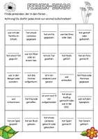 Vorschau - Spiele - Ferien Bingo mit 3x3, 4x4 und 5x5 Feldern - Seite 1