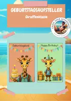 Vorschau - Bildkarten - Geburtstagsaufsteller Giraffenklasse EnjoyYourAfternoon - Deckblatt
