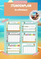 Vorschau - Arbeitsblätter - Stundenplan Giraffenklasse EnjoyYourAfternoon - Deckblatt