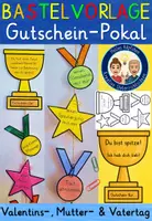 Vorschau - Arbeitsblätter - Gutschein Pokal – Bastelvorlage Vatertag Muttertag Valentinstag - Deckblatt