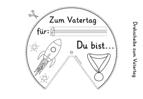 Vorschau - Mal- und Bastelvorlagen - Vatertag Bastelvorlage für Kinder - Drehscheibe - Seite 1