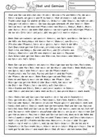 Vorschau - Stundenentwürfe - Lesetext Klasse 2, 3, 4, DaZ, Obst und Gemüse, Leseverstehen erster Sachtext - Seite 1