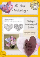 Vorschau - Mal- und Bastelvorlagen - 3D Herz Muttertag Basteln Kunst - Deckblatt