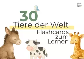 Vorschau - Stationenlernen - 30 Tiere – Bildkarten zum Wortschatztraining - Deckblatt