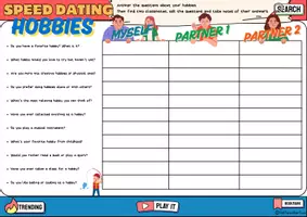 Vorschau - Arbeitsblätter - Speed Dating Hobbies Partnerinterview - Seite 1