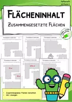 Vorschau - Arbeitsblätter - Zusammengesetzte Flächen berechnen – Arbeitsblätter mit Lösungen | Klasse 4–5 - Deckblatt