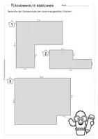 Vorschau - Arbeitsblätter - Zusammengesetzte Flächen berechnen – Arbeitsblätter mit Lösungen | Klasse 4–5 - Seite 3