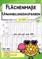 Vorschau - Arbeitsblätter - Flächenmaße umwandeln – mm² bis km² | Übungsblätter Mathematik ab Klasse 4 - Deckblatt