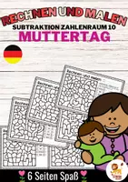 Aperçu - Feuilles d'exercices - Rechen-Mal-Blätter - Subtraktion ZR 10 (Muttertag) Mai Fête des Mères Soustraction Mathématiques Allemand - Page de couverture