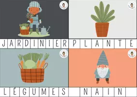 Aperçu - Apprentissages en autonomie - 🌱 Au jardin ✂️ Cartes à pince – Mots du Jardin - Page 1