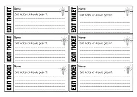 Vorschau - Arbeitsblätter - Exit Tickets Deutsch Stundenreflexion Feedback Sicherung Klasse 5-10 - Seite 1