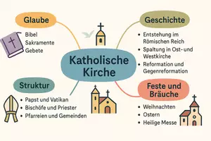 Vorschau - Arbeitsblätter - Lernposter + Arbeitsblätter zum Thema "Katholische Kirche" + Lösung & MP3 + Mindmap + Infografik - Seite 3