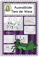 Vorschau - Mal- und Bastelvorlagen - Ausmalbilder "Tiere der Wiese" Malvorlagen Frühling - Deckblatt