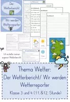 Vorschau - Unterrichtsreihen - Einheit Wetter: Der Wetterbericht/Wir werden Wetterreporter (11.&12.Stunde) - Deckblatt