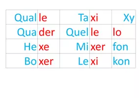 Vorschau - Spiele - Zuordnungen Wörter mit x und qu - Deckblatt