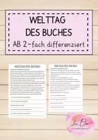 Vorschau - Arbeitsblätter - Welttag des Buches Arbeitsblatt 2-fach differenziert - Deckblatt