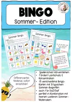 Vorschau - Arbeitsblätter - Sommer Bingo Sommerferien Schuljahresende Grundschule DaZ Sek I - Deckblatt