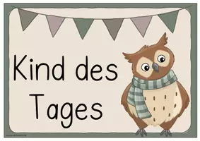 Vorschau - Mal- und Bastelvorlagen - Eulenklasse- Kind des Tages (Schilder + Moderationsfächer) - Seite 1