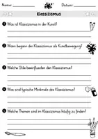 Vorschau - Arbeitsblätter - AB Klassizismus | Kunst | Arbeitsblätter mit Fragen + Lösungen - Seite 1