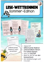Vorschau - Spiele - Lese-Wettrennen Sommer Grundschule Sek I DaZ Sommerferien - Deckblatt