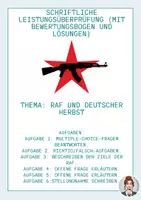 Vorschau - Arbeitsblätter - Test - RAF und Deutscher Herbst - Deckblatt