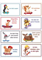 Vorschau - Poster - Lobkärtchen / Mutmachkarten Skateboard – Positive Affirmationen für Kinder - Seite 1