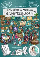 Vorschau - Mal- und Bastelvorlagen - Cliparts-Set "Schatzsuche" / Piraten Schnitzeljagd - Deckblatt