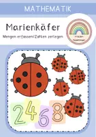 Vorschau - Aufgabenkarten - Marienkäfer - Mengen erfassen und Zahlen zerlegen (Zahlenraum 10) - Deckblatt