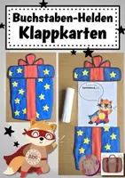 Vorschau - Mal- und Bastelvorlagen - Geschenk zum Aufklappen mit den Buchstaben-Helden - Deckblatt