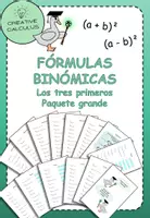 Vista previa - Hojas de trabajo - Fórmulas binomiales Los tres primeros paquetes grandes - Portada