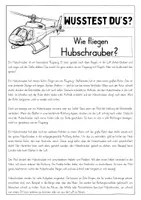 Vorschau - Arbeitsblätter - Wie fliegen Hubschrauber? - Leseförderung mit Sachwissen - Seite 1