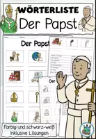 Vorschau - Arbeitsblätter - Wörterliste "Der Papst" DaZ / sprachsensibler Religionsunterricht - Deckblatt
