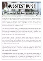Vorschau - Arbeitsblätter - Warum ist Trinken wichtig? - Leseförderung mit Sachwissen - Seite 1
