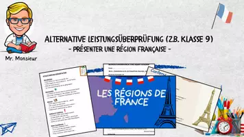 Vorschau - Präsentationen/Tafelbilder - LES RÉGIONS DE FRANCE - ALTERNATIVE LEISTUNGSÜBERPRÜFUNG - Deckblatt