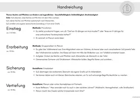 Vorschau - Stundenentwürfe - Rechte und Pflichten von Kindern und Jugendlichen nach Altersstufen - Seite 1