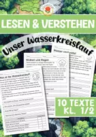 Vorschau - Arbeitsblätter - Lesen & Verstehen - Unser Wasserkreislauf (Klasse 1/2) - Deckblatt