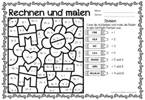 Vorschau - Arbeitsblätter - Rechen-Mal-Blätter - Division (Muttertag) - Seite 2
