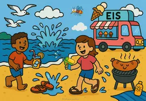 Vorschau - Arbeitsblätter - Hörrätsel: Geräusche im Sommer - Klangbild zum Sommer - Seite 1