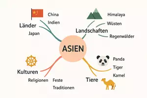 Vorschau - Arbeitsblätter - Arbeitsblatt zum Thema "Asien" + Onlineübung & MP3 + Mindmap + Infografik - Seite 3