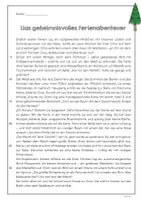 Vorschau - Arbeitsblätter - Lesetext mit Fragen - Lias geheimnisvolles Ferienabenteuer - Seite 1