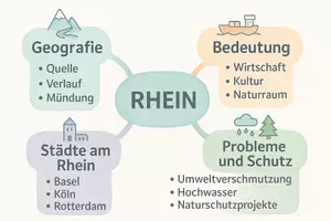 Vorschau - Arbeitsblätter - Lernposter + Arbeitsblätter zum Thema "Rhein" + Lösung & MP3 + Mindmap + Infografik - Seite 3