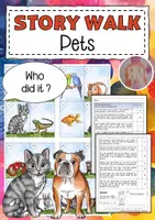 Vorschau - Arbeitsblätter - Englisch - Story Walk / Lesespaziergang : Haustiere / Pets - Deckblatt