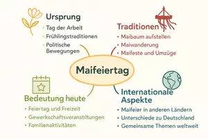 Vorschau - Arbeitsblätter - AB mit Fragen zum Thema "Maifeiertag" + Lösungsblatt + Mindmap - Seite 1